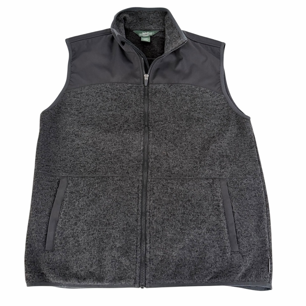 WOOLRICH charcoal fleece zip vest l